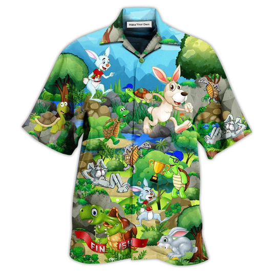 Hawaiian Shirt / Adults / S Rabbit Turtle Race Between The Arrogant And The Hard Working - Hawaiian Shirt - Reefox