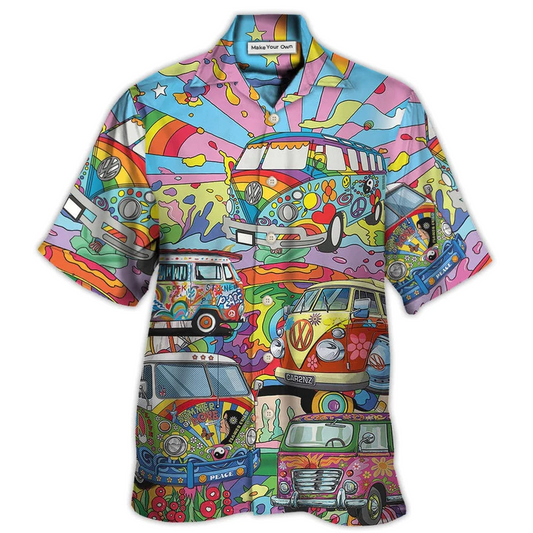 Hawaiian Shirt / Adults / S Hippie Van Colorful Art Peace - Hawaiian Shirt - Reefox
