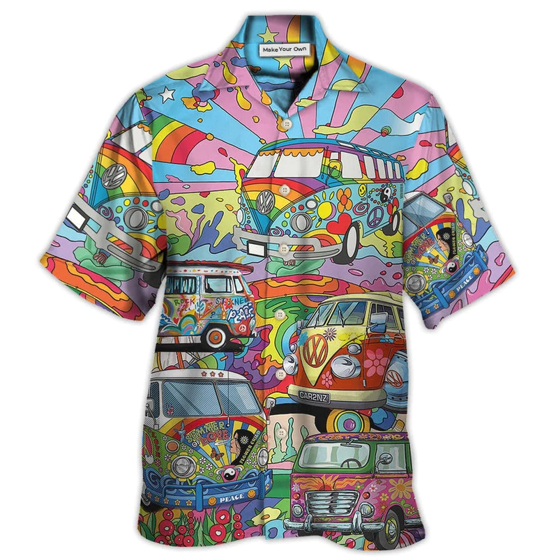 Hawaiian Shirt / Adults / S Hippie Van Colorful Art Peace - Hawaiian Shirt - Reefox