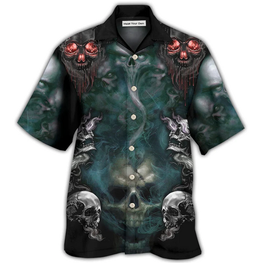 Hawaiian Shirt / Adults / S Skull Serial Killer Documentaries And Chill - Hawaiian Shirt - Reefox