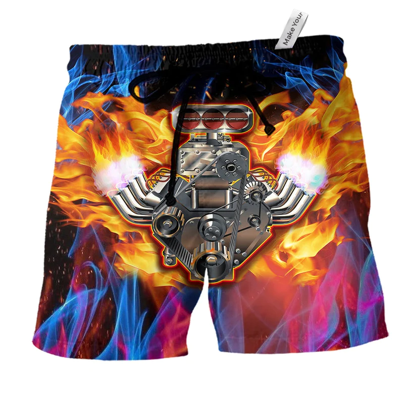 Beach Short / Adults / S Hot Rod Fire So Cool - Beach Short Reefox - Owls Matrix LTD