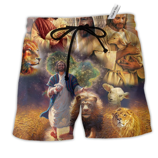 Beach Short / Adults / S Jesus Saves Animals Style - Beach Short Reefox - Owls Matrix LTD