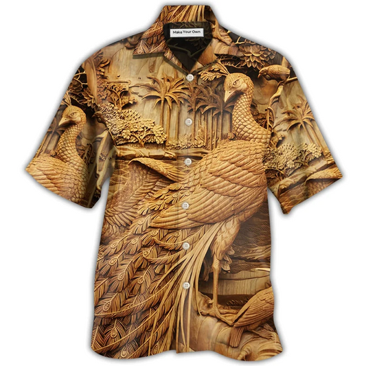 Hawaiian Shirt / Adults / S Peacock Woodcarving - Hawaiian shirt - Reefox