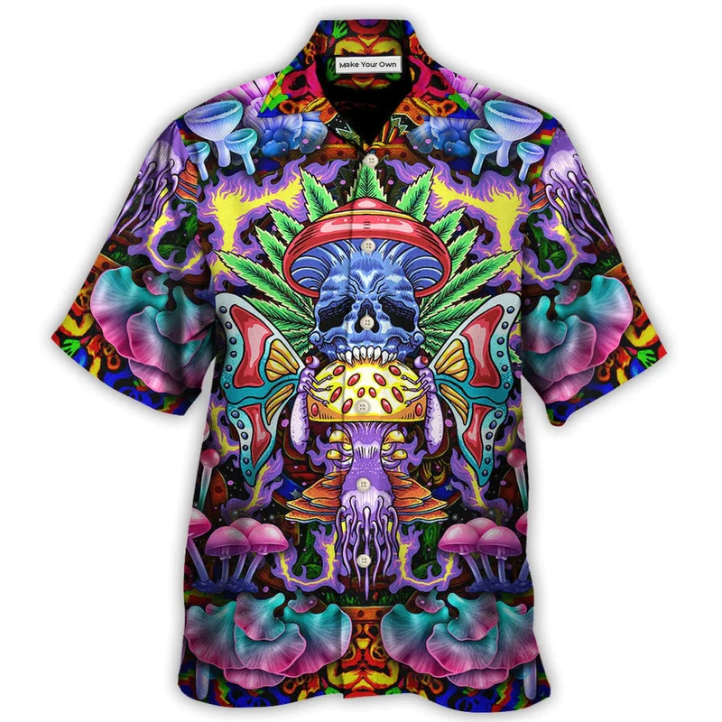 Hawaiian Shirt / Adults / S Hippie Mushroom And Skull Art - Hawaiian Shirt - Reefox