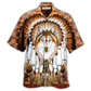 Hawaiian Shirt / Adults / S Native American Wolf Feather Headdress Cool - Hawaiian Shirt - Reefox