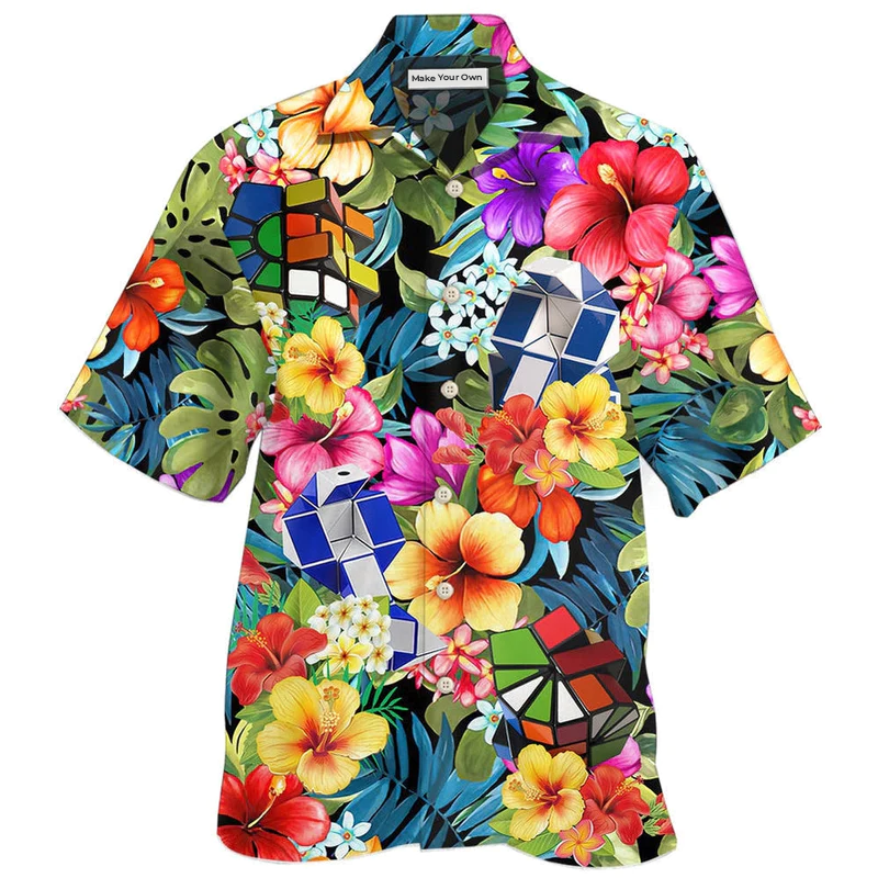 Hawaiian Shirt / Adults / S Rubik Snake Tropical Style With Flower - Hawaiian Shirt - Reefox