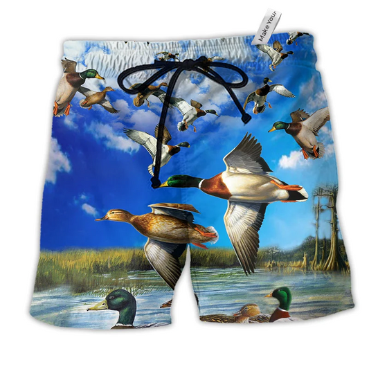 Beach Short / Adults / S Duck Keep Your Freedom Wild Blue Sky - Beach Short Reefox - Owls Matrix LTD