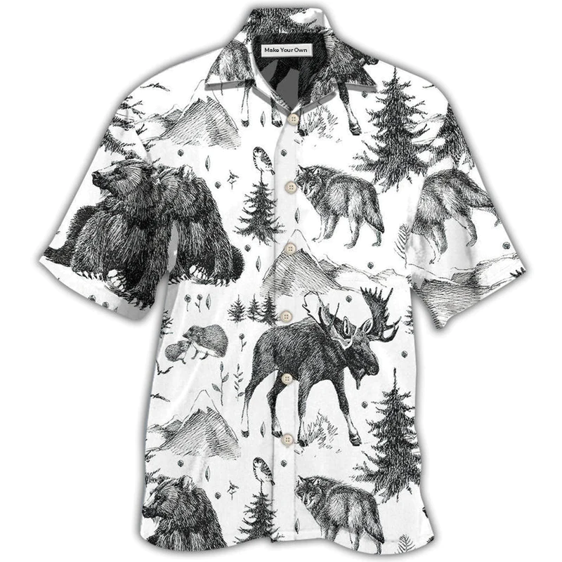 Hawaiian Shirt / Adults / S Animals Wild Black And White - Hawaiian Shirt - Reefox