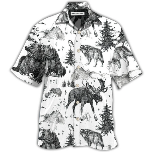 Hawaiian Shirt / Adults / S Animals Wild Black And White - Hawaiian Shirt - Reefox