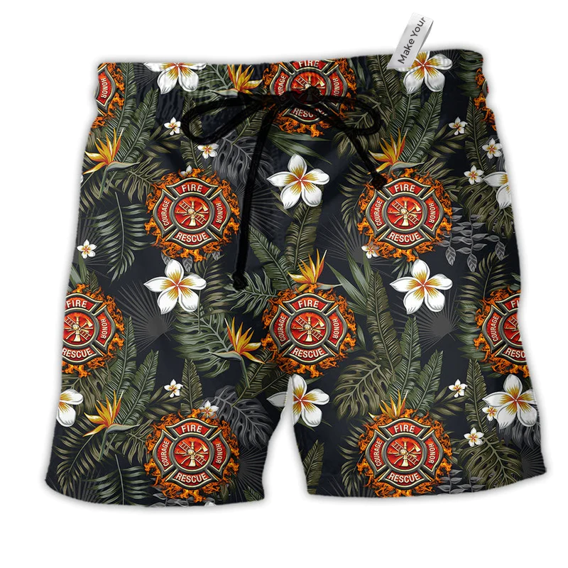 Beach Short / Adults / S Firefighter Lover Flower - Beach Short Reefox - Owls Matrix LTD