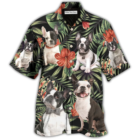 Hawaiian Shirt / Adults / S French Bulldog Tropical Floral Style - Hawaiian Shirt - Reefox