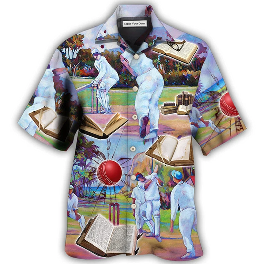 Hawaiian Shirt / Adults / S Cricket And Book Lover - Hawaiian Shirt - Reefox