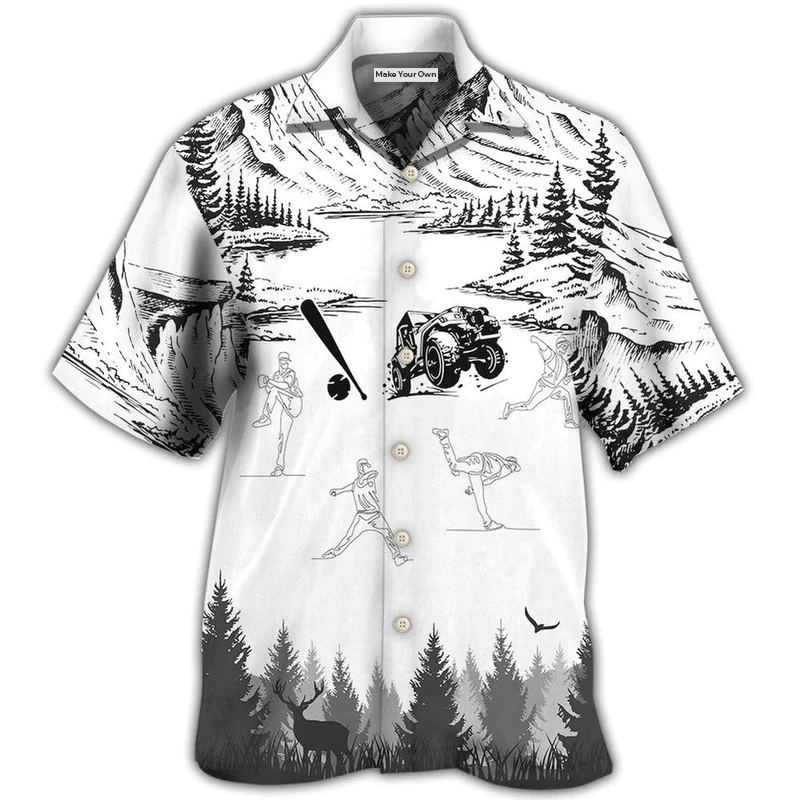 Hawaiian Shirt / Adults / S Baseball I Like Jeeps And Baseball - Hawaiian Shirt - Reefox