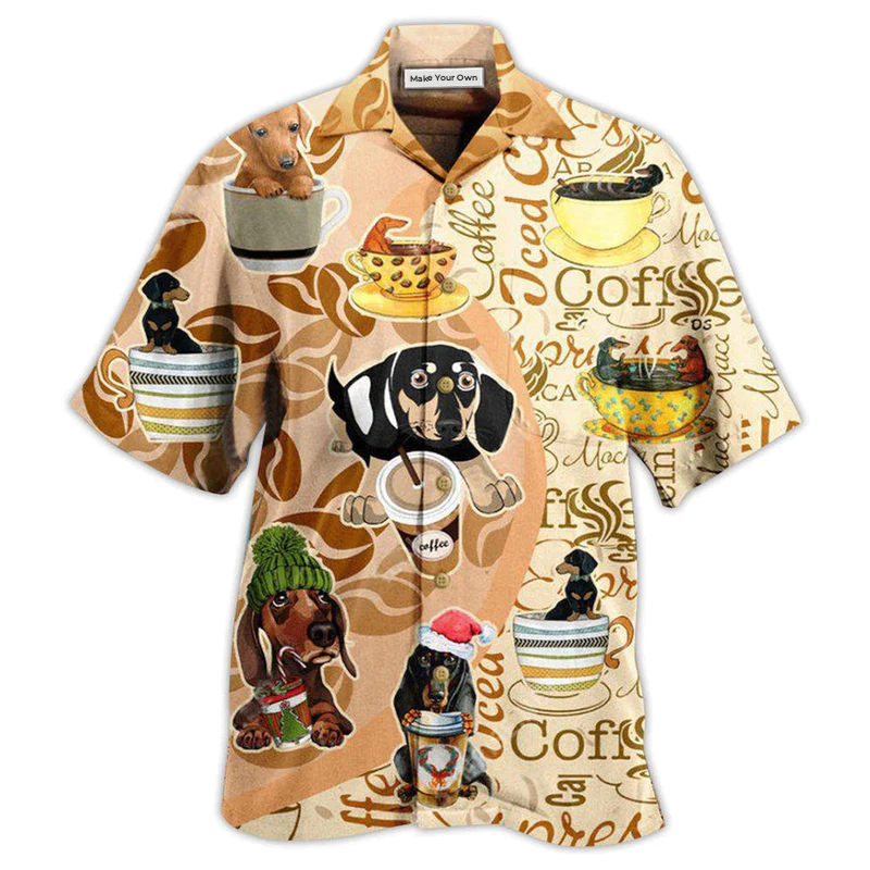 Hawaiian Shirt / Adults / S Dachshund Dog Life Is Better With Dachshund And Coffee - Hawaiian Shirt - Reefox
