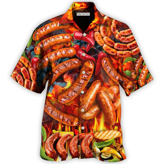 Hawaiian Shirt / Adults / S BBQ Hot Grilled Sausage Style - Hawaiian Shirt - Reefox