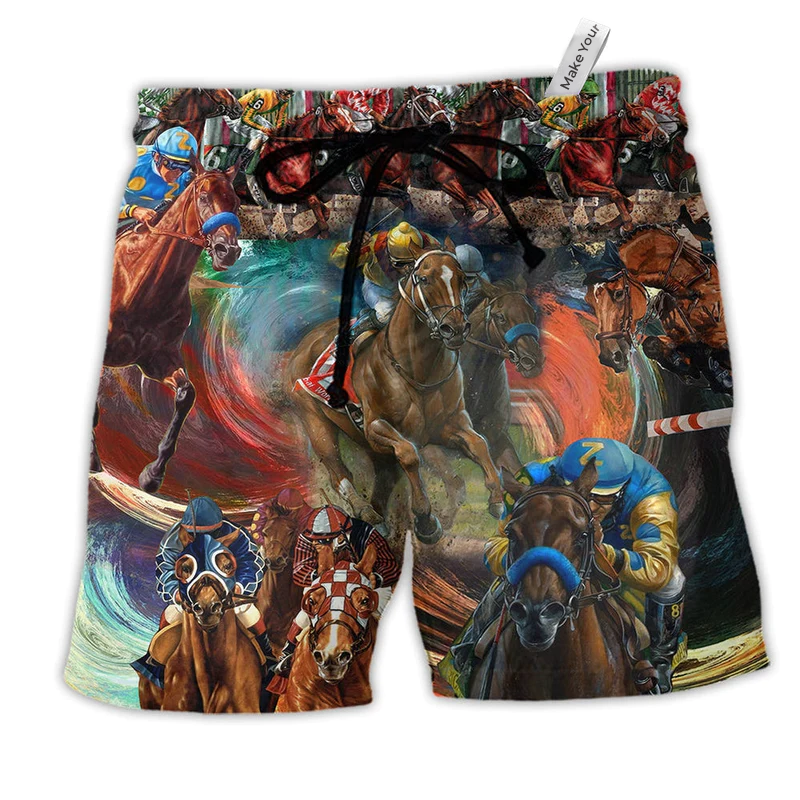 Beach Short / Adults / S Horse Racing So Colorful - Beach Short Reefox - Owls Matrix LTD