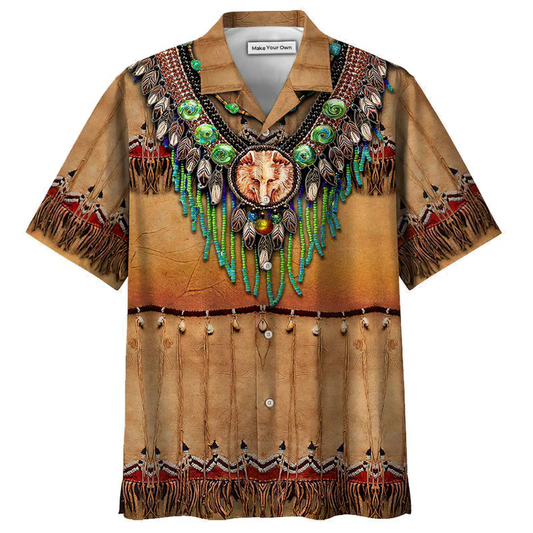 Hawaiian Shirt / Adults / S Native Style Love Peace Brown - Hawaiian Shirt - Reefox