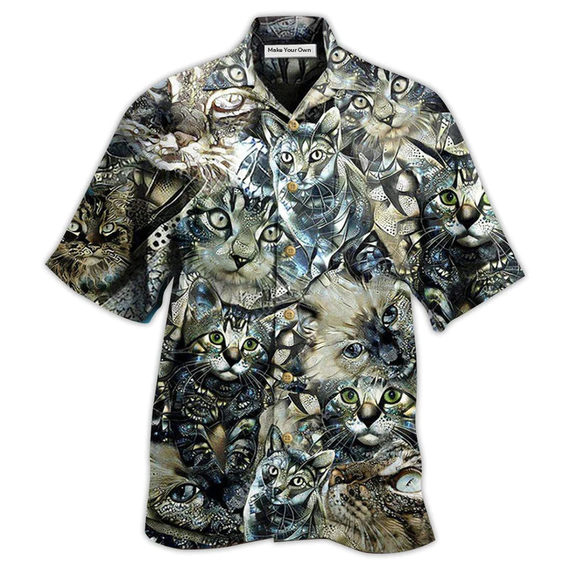 Hawaiian Shirt / Adults / S Cat Vintage Flower - Hawaiian Shirt - Reefox