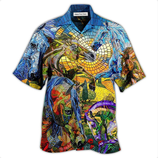 Hawaiian Shirt / Adults / S Horse Abstract Style - Hawaiian Shirt - Reefox
