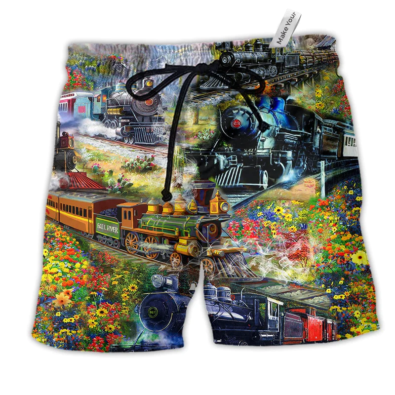 Beach Short / Adults / S Train On Spring Hill - Beach Short Reefox - Owls Matrix LTD