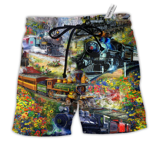 Beach Short / Adults / S Train On Spring Hill - Beach Short Reefox - Owls Matrix LTD