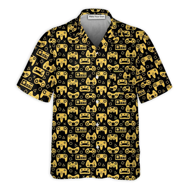 DnD Game Controller Black And Yellow Style - Hawaiian Shirt - Reefox