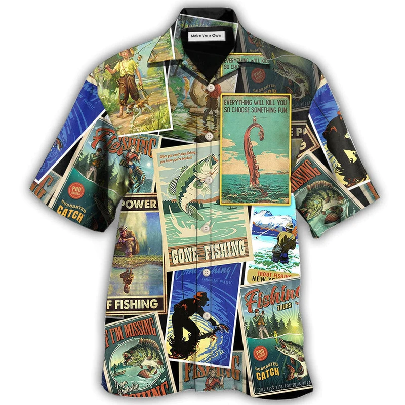 Hawaiian Shirt / Adults / S Fishing Retro Art Style - Hawaiian Shirt - Reefox