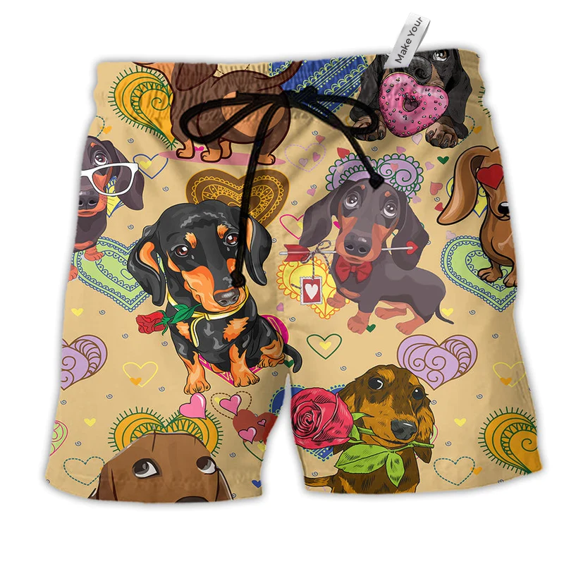 Beach Short / Adults / S Dog Loves The Heart - Beach Short Reefox - Owls Matrix LTD