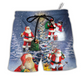 Beach Short / Adults / S Christmas Santa Claus In Love Light Xmas Tree - Beach Short Reefox - Owls Matrix LTD