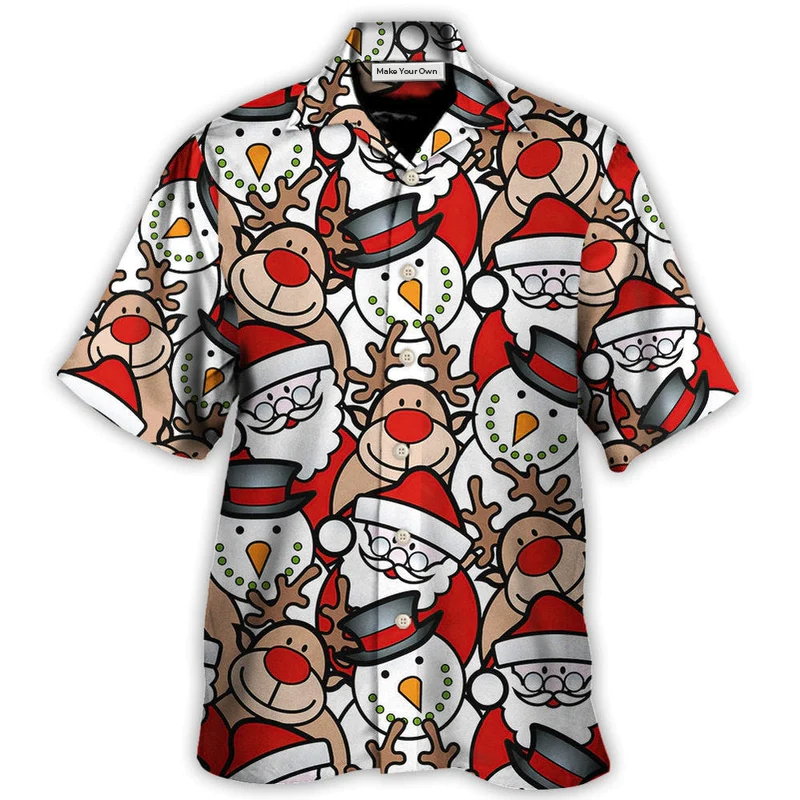 Hawaiian Shirt / Adults / S Christmas Cutie Santa And Reindeer Funny Style - Hawaiian Shirt - Reefox