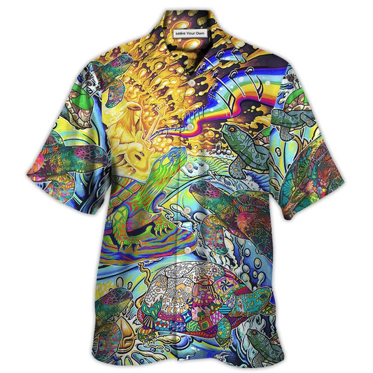 Hawaiian Shirt / Adults / S Hippie Turtle Colorful Art Peace - Hawaiian Shirt - Reefox