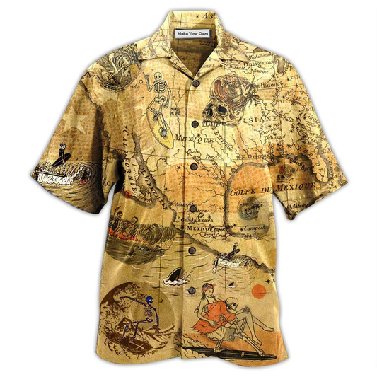 Hawaiian Shirt / Adults / S Surfing Skeleton Vintage - Hawaiian Shirt - Reefox