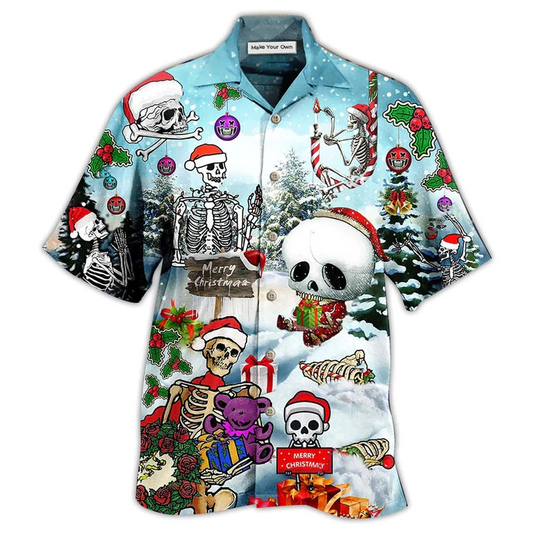 Hawaiian Shirt / Adults / S Skull Xmas Snow - Hawaiian Shirt - Reefox