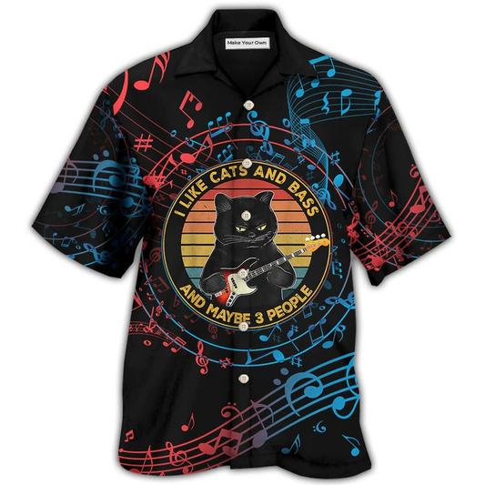 Hawaiian Shirt / Adults / S Guitar I Like Cats And Bass - Hawaiian Shirt - Reefox