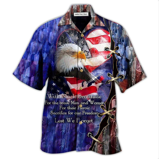 Hawaiian Shirt / Adults / S Veteran Thank You Veterans From The Heart With Eagle - Hawaiian Shirt - Reefox
