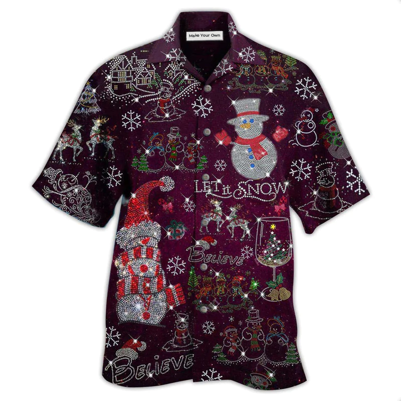 Hawaiian Shirt / Adults / S Snowman Flashy Bling Bling - Hawaiian Shirt - Reefox