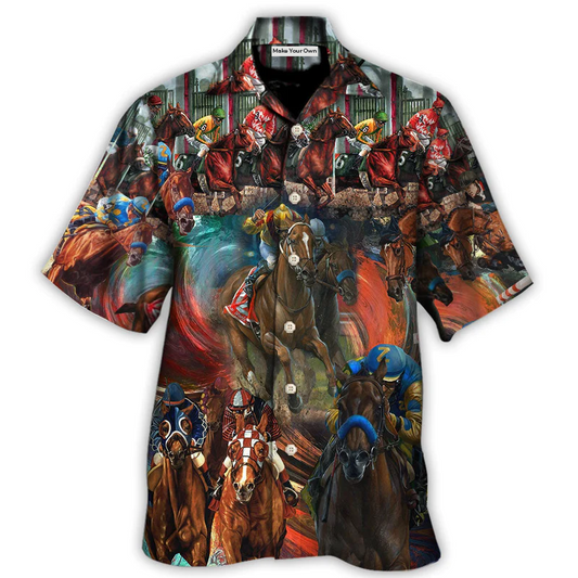 Horse Racing Colorful - Hawaiian Shirt - Reefox