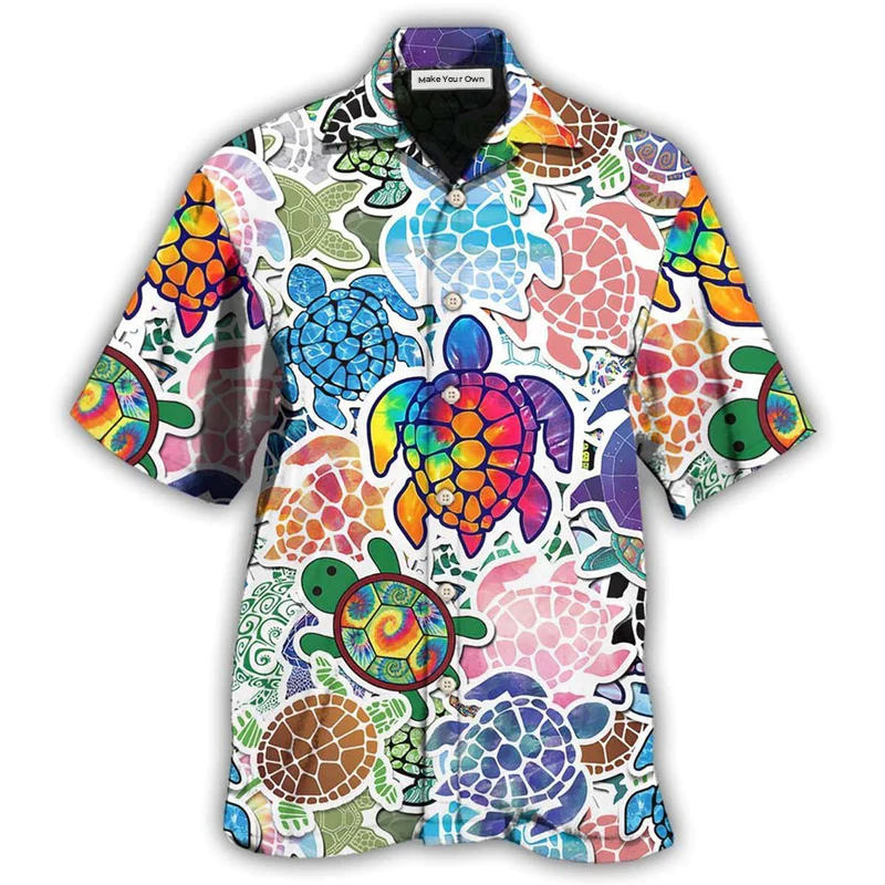 Hawaiian Shirt / Adults / S Turtle Color Mix Love Peace - Hawaiian Shirt - Reefox