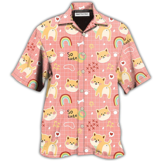 Hawaiian Shirt / Adults / S Shiba Inu Cute Cainbow - Hawaiian Shirt - Reefox