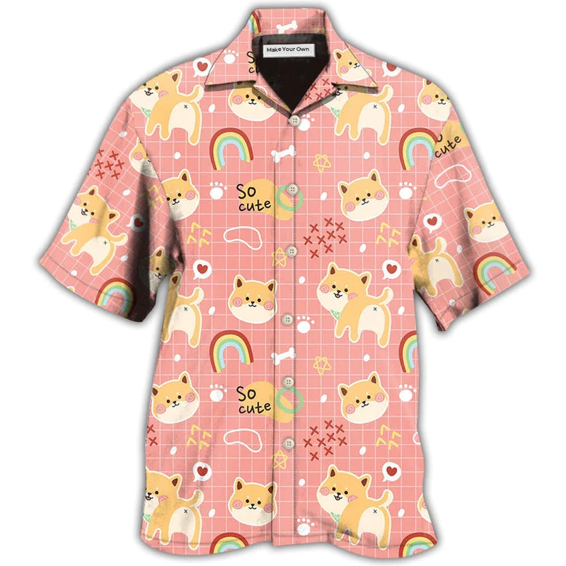 Hawaiian Shirt / Adults / S Shiba Inu Cute Cainbow - Hawaiian Shirt - Reefox