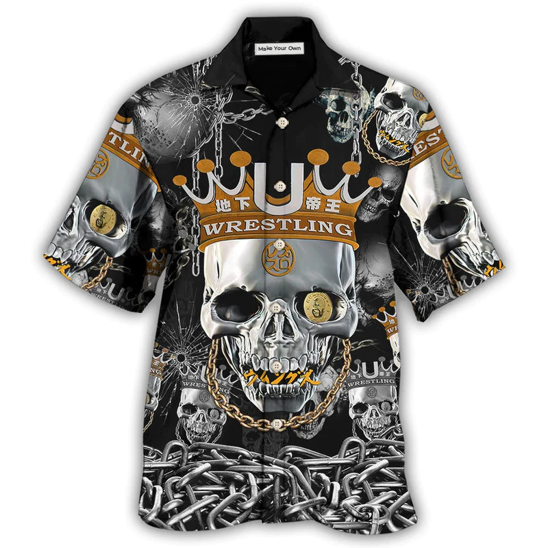 Hawaiian Shirt / Adults / S Skull Wrestling Chain Oh My Skull - Hawaiian Shirt - Reefox