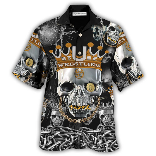 Hawaiian Shirt / Adults / S Skull Wrestling Chain Oh My Skull - Hawaiian Shirt - Reefox