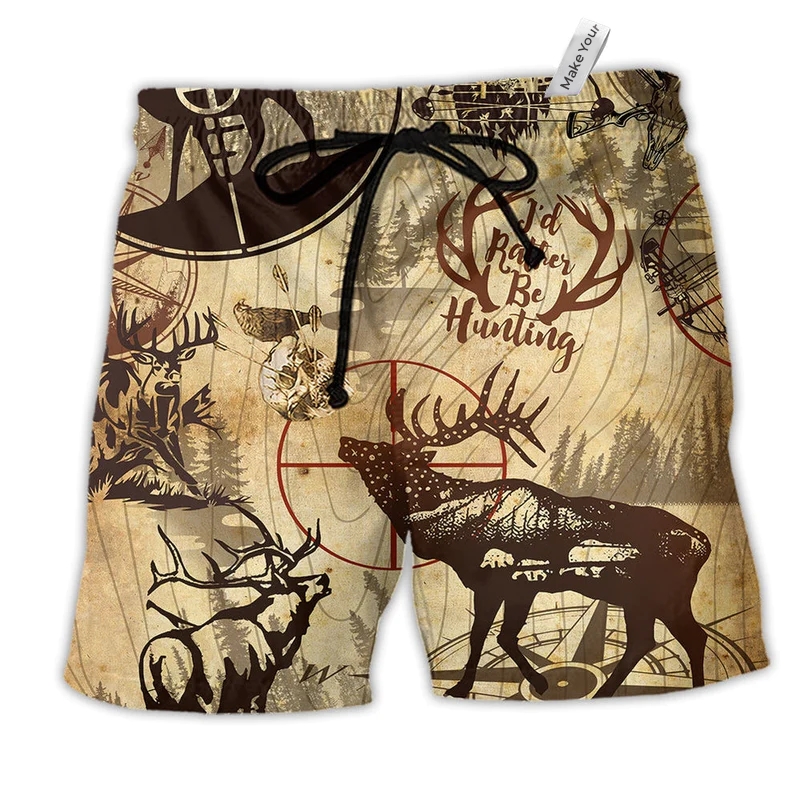 Beach Short / Adults / S Hunting Deer I'd Rather Be Hunting - Beach Short Reefox - Owls Matrix LTD