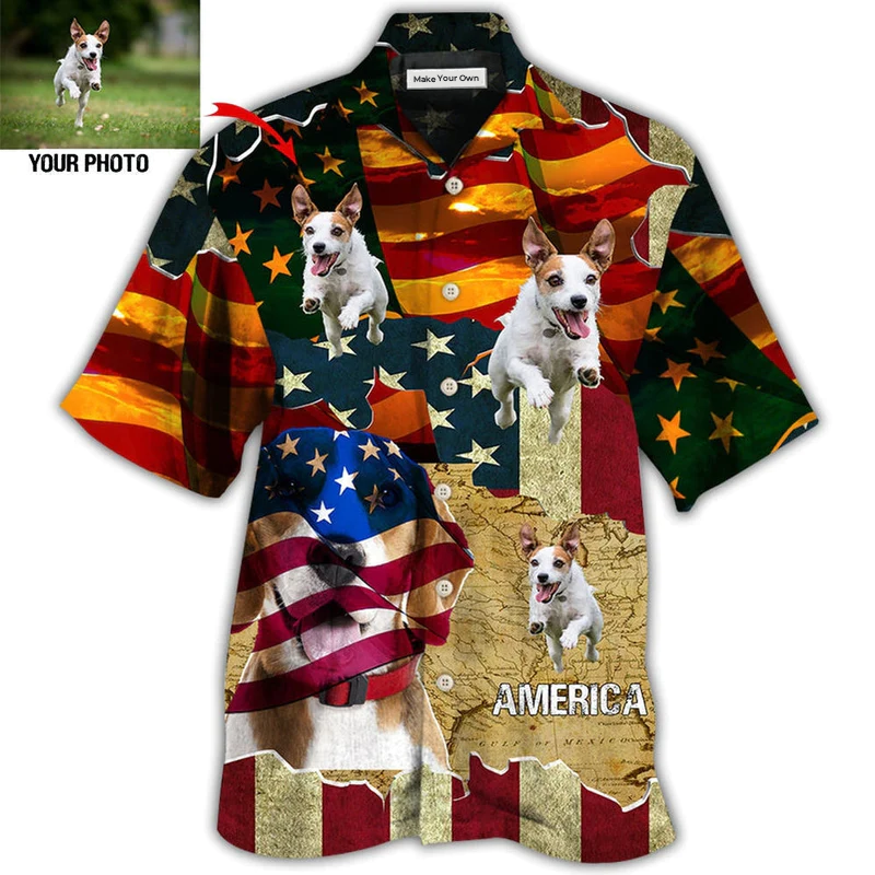 Hawaiian Shirt / Adults / S Beagle America Sunset Style Custom Photo - Hawaiian Shirt - Reefox