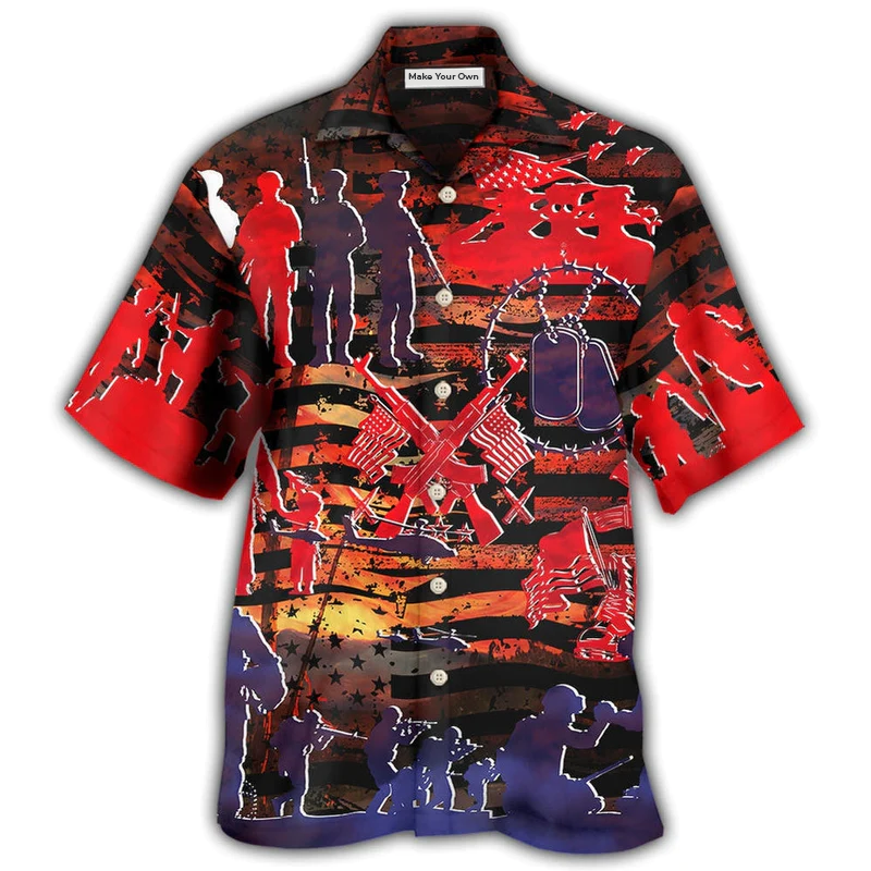 Hawaiian Shirt / Adults / S Veteran Independence Day Fought For Our Democracy - Hawaiian Shirt - Reefox