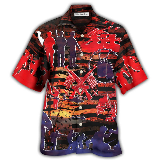 Hawaiian Shirt / Adults / S Veteran Independence Day Fought For Our Democracy - Hawaiian Shirt - Reefox