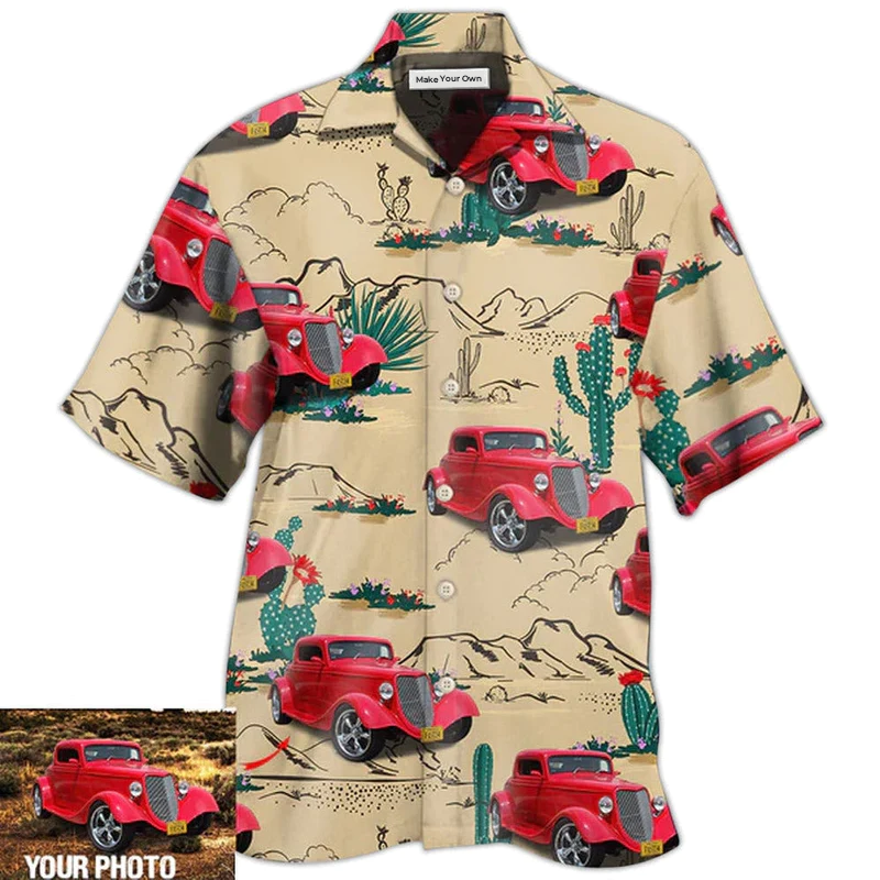 Hawaiian Shirt / Adults / S Hot Rod On The Desert Basic Style Custom Photo - Hawaiian Shirt - Reefox