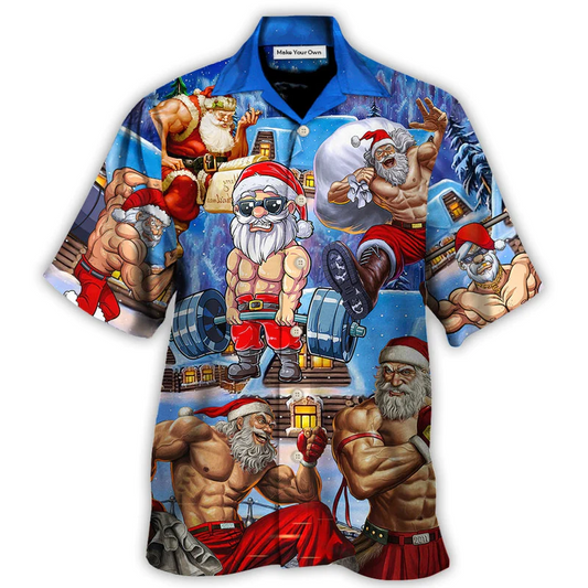 Christmas Santa Weightlifting Christmas Fitness Gym - Hawaiian Shirt - HAWS01NDN031122 - Reefox