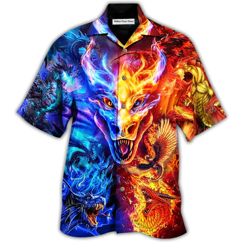 Hawaiian Shirt / Adults / S Dragon Fire And Water Love Life - Hawaiian Shirt - Reefox