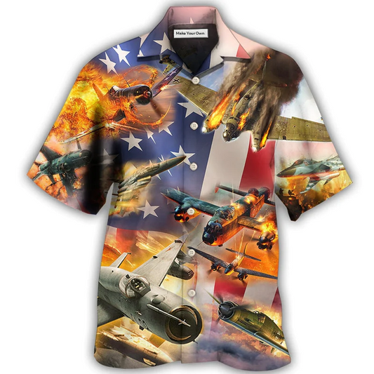 Hawaiian Shirt / Adults / S Combat Aircraft Independence Day - Hawaiian Shirt - Reefox